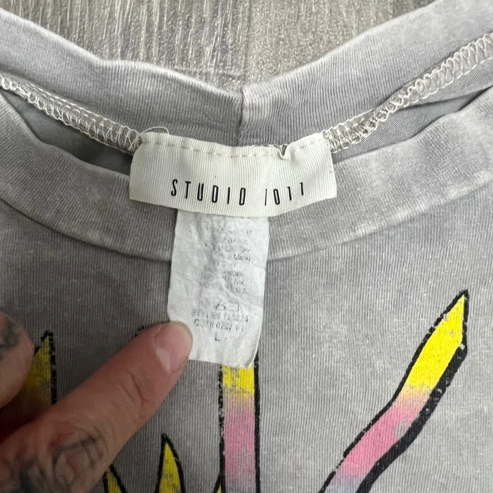 Wild Free Eagle Graphic Cropped‎ Long Sleeve Top Acid Wash Pullover - Picture 4 of 6